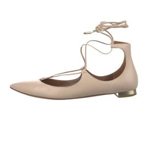Aquazurra light pink flat pointed toe with ties